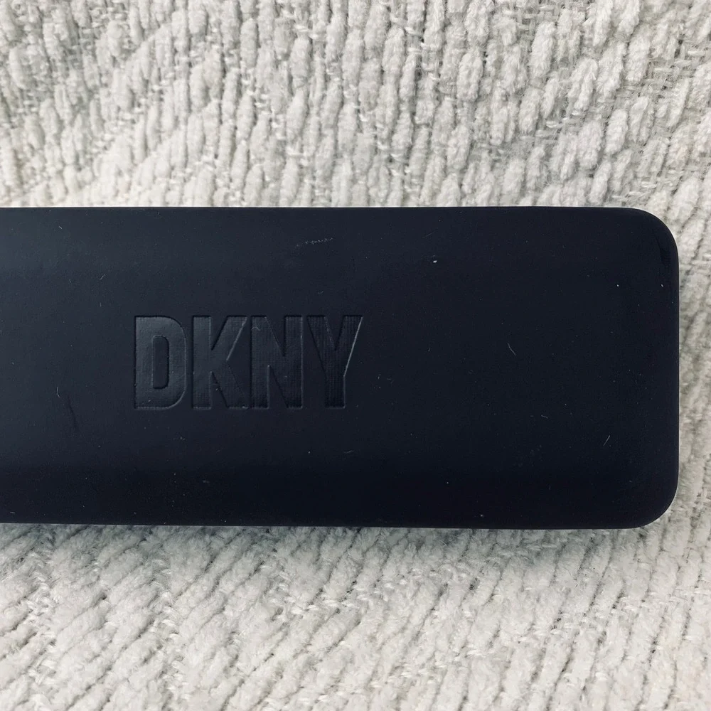 DKNY Eyewear Glasses Case Unisex Black Matte Hard Shell Debossed Logo Minimalist